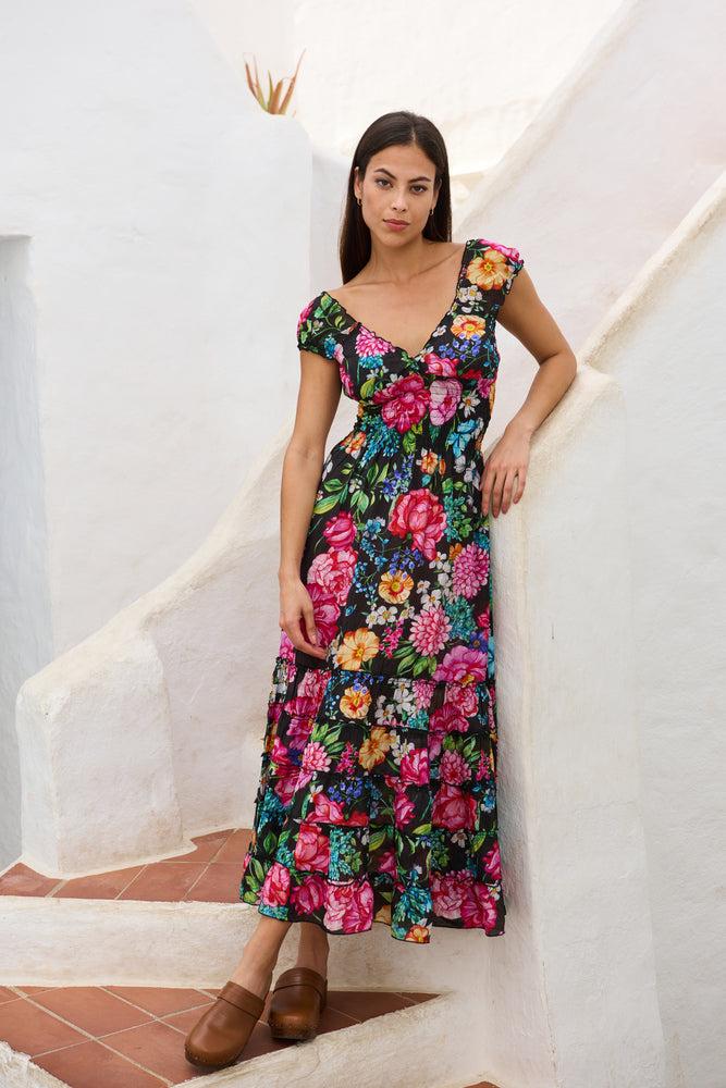 luna llena Vestido Frida Coleccion Multi Flower RI125 – Luna Llena Oferta especial de fábrica