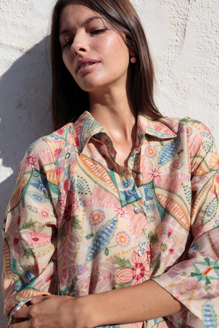 luna llena Vestido camisero largo Miami Colección Tusquets VE808 – Luna Llena Liquidación