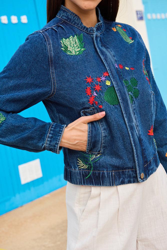 luna llena Chaqueta Aliyah bordado cactus CA34 – Luna Llena Envío internacional gratuito