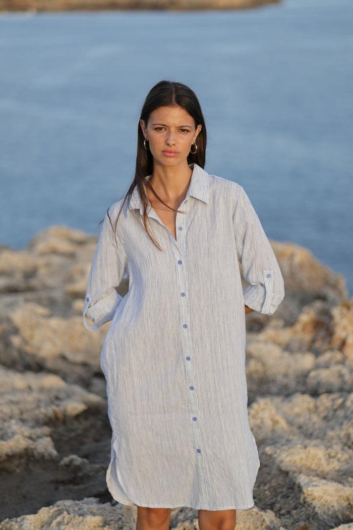 luna llena Vestido camisero Isabella Estampado Hamptons RY195 – Luna Llena Ofertas especiales