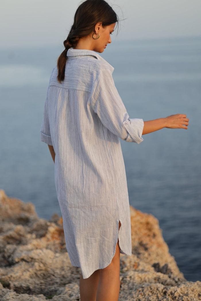 luna llena Vestido camisero Isabella Estampado Hamptons RY195 – Luna Llena Ofertas especiales