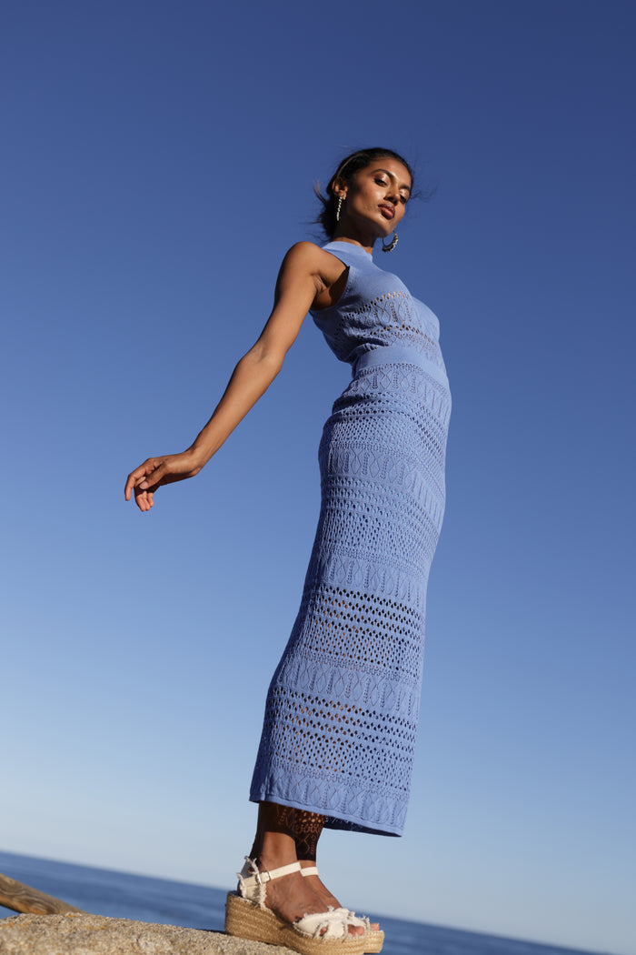 luna llena Falda larga mujer luna llena verano en color azul – Luna Llena Venta caliente