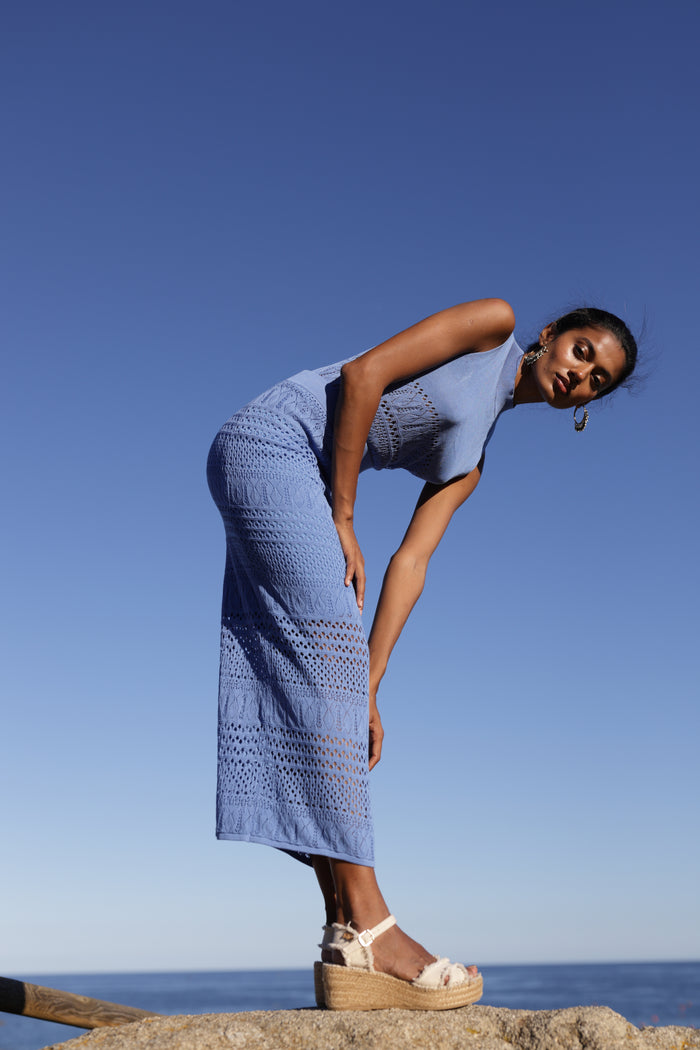 luna llena Falda larga mujer luna llena verano en color azul – Luna Llena Venta caliente