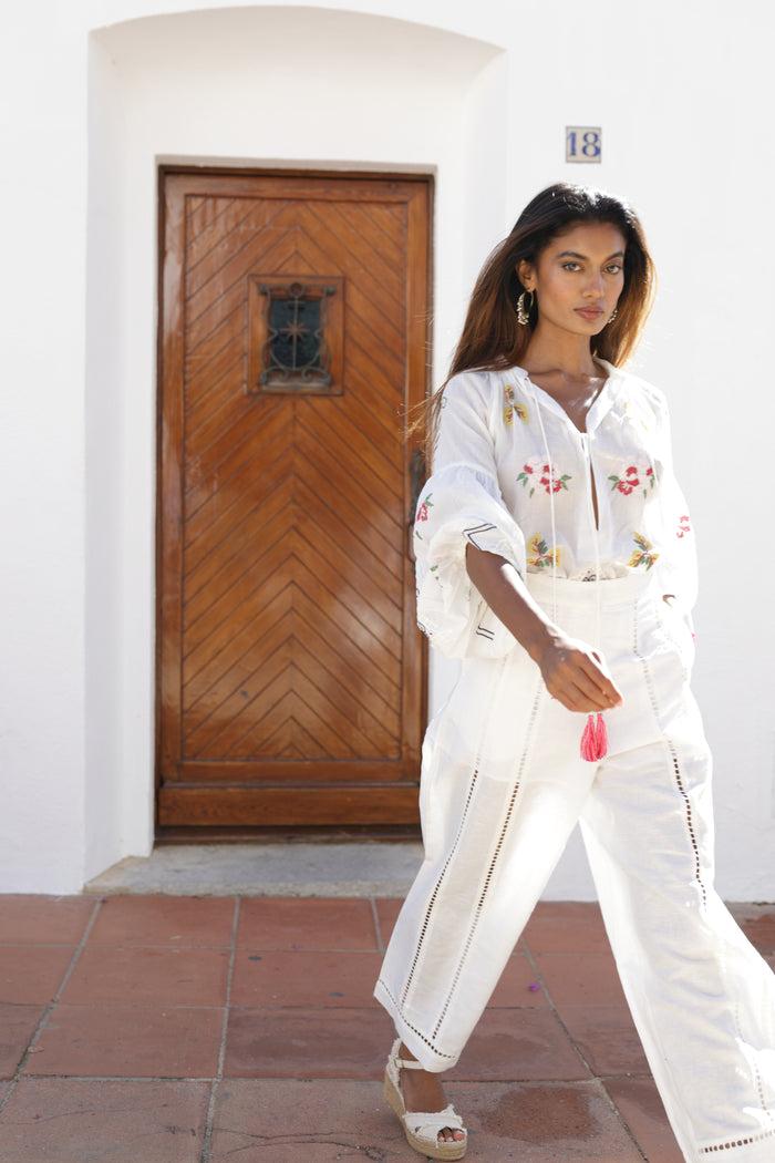 luna llena Pantalón blanco verano mujer Luna LLena – Luna Llena Rebajas online