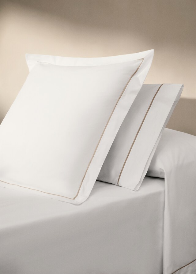 mango Funda almohada algodón percal detalle festón 50x75 cm mango Funda almohada algodón percal detalle festón 50x75 cm