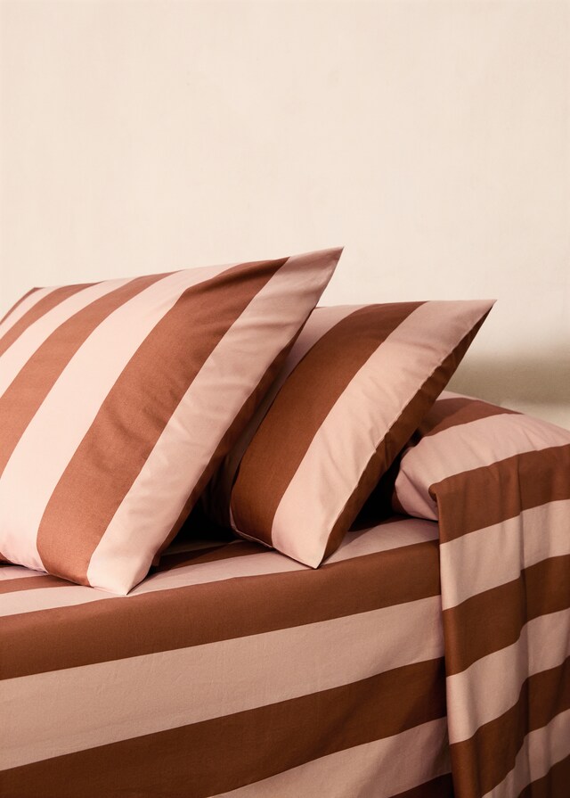 mango Funda almohada algodón percal rayas 50x75 cm mango Funda almohada algodón percal rayas 50x75 cm