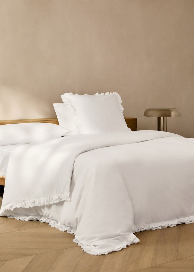 mango Funda nórdica algodón lavado volante lino cama 135/140 cm mango Funda nórdica algodón lavado volante lino cama 135/140 cm