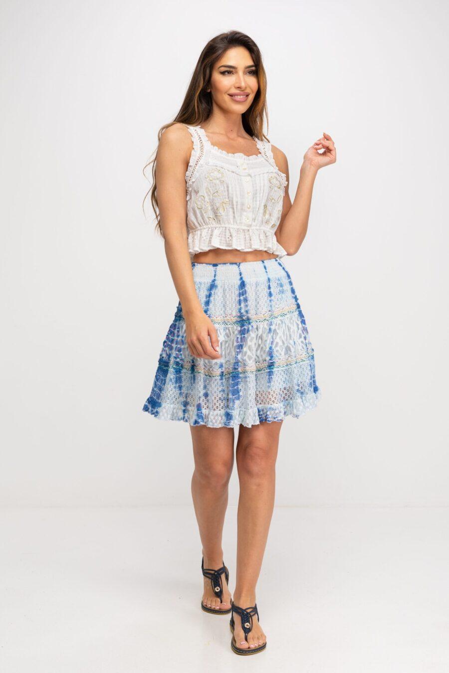 peace&love by calao FALDA MINI TIE DYE EN TEJIDO CALADO Precios de Black Friday