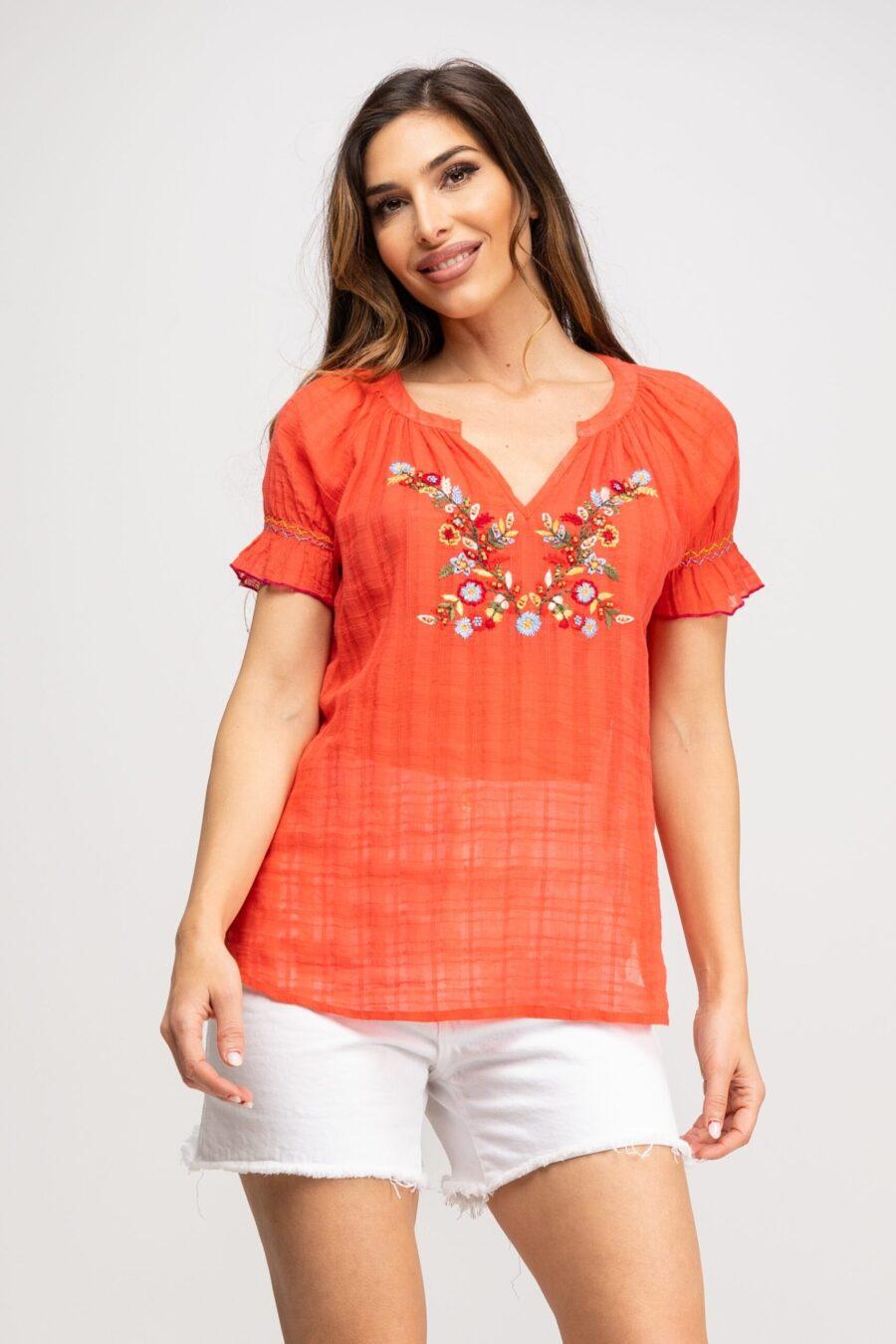 peace&love by calao BLUSA LISA MANGA CORTA ACABADA CON ELASTICO IC9344B Precio ultrabajo