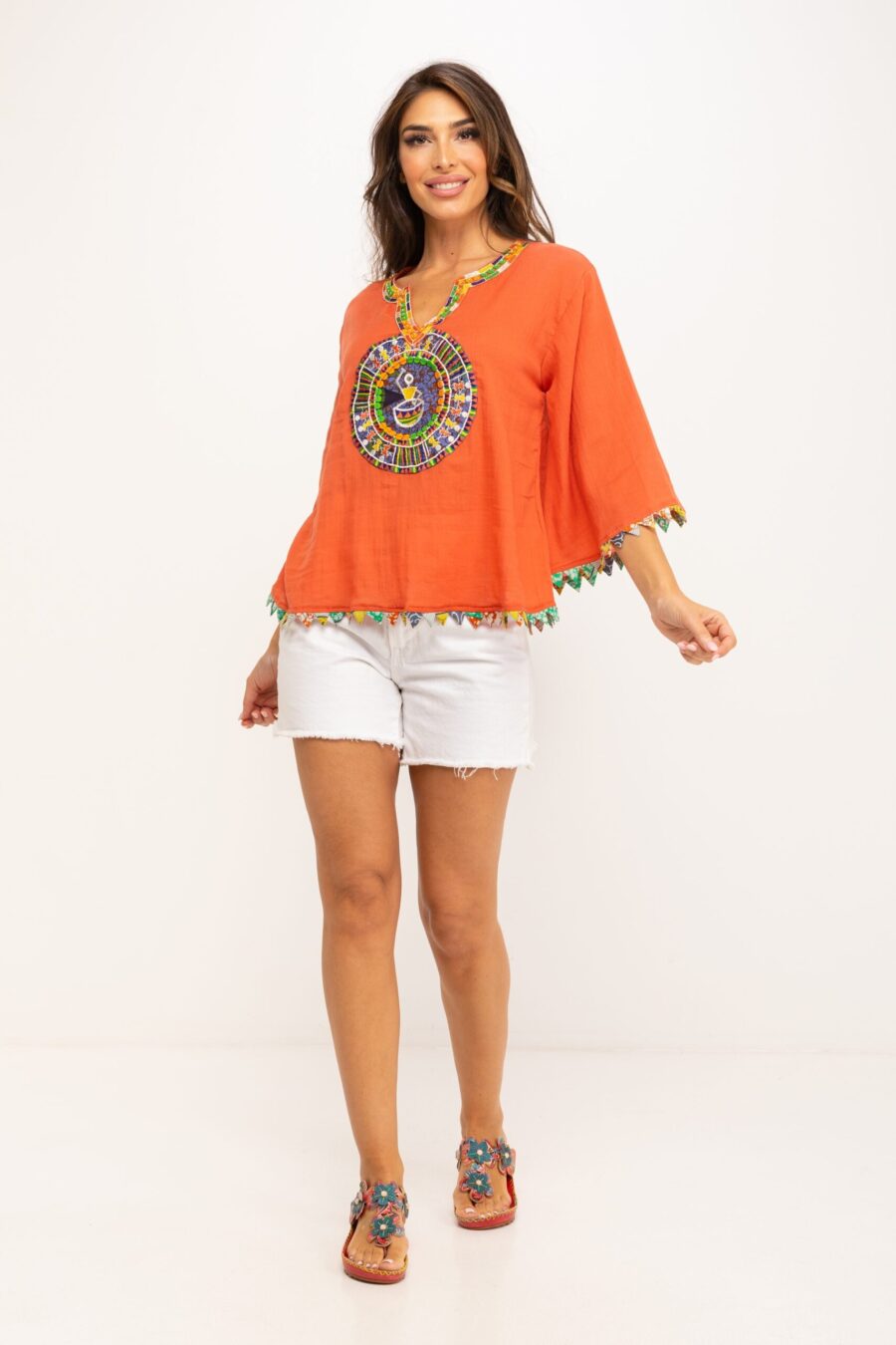 peace&love by calao BLUSA LISA BORDADA EN COLORES En línea