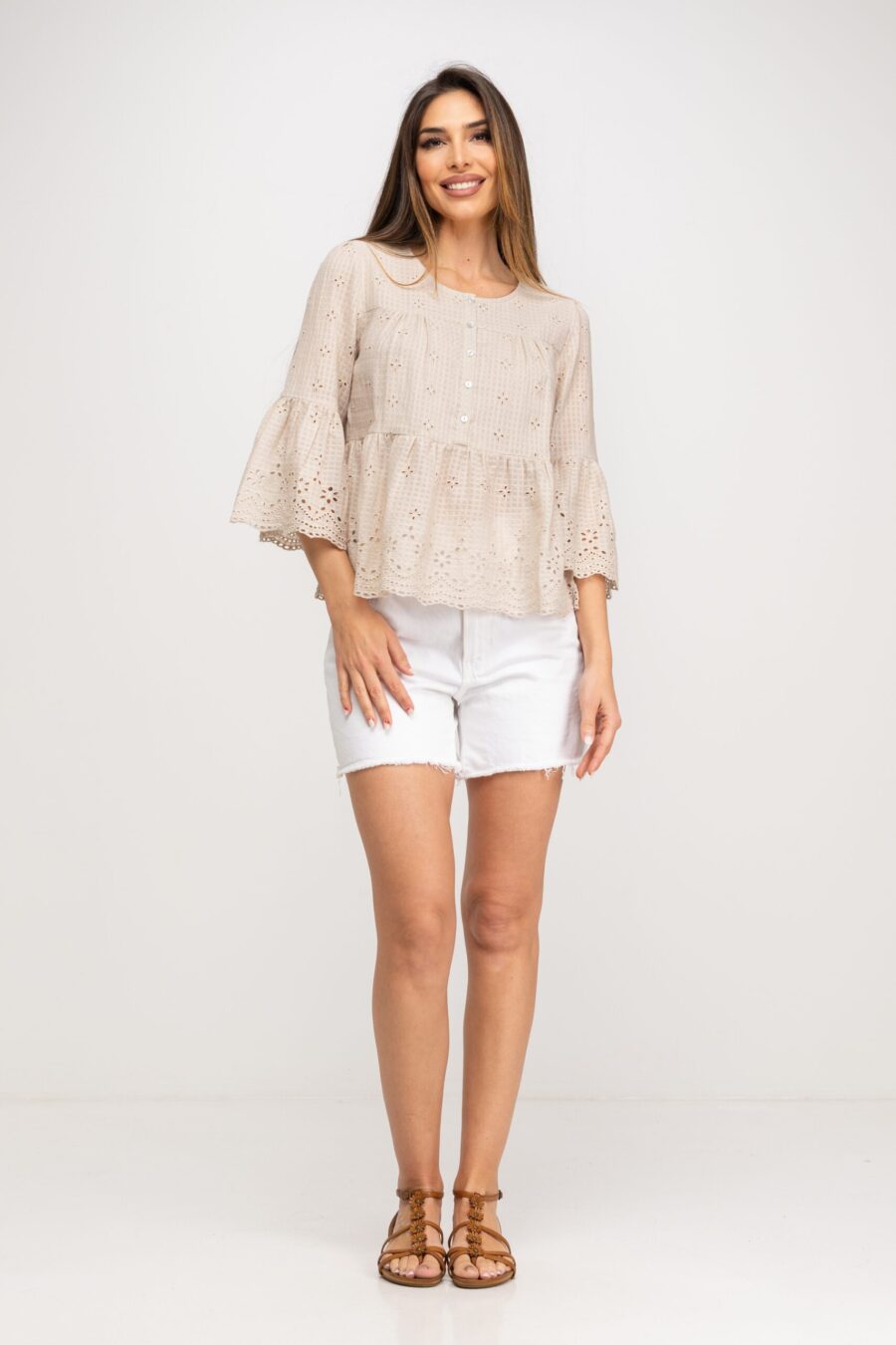 peace&love by calao BLUSA ALGODÓN CON TEJIDO BORDADO Outlet online