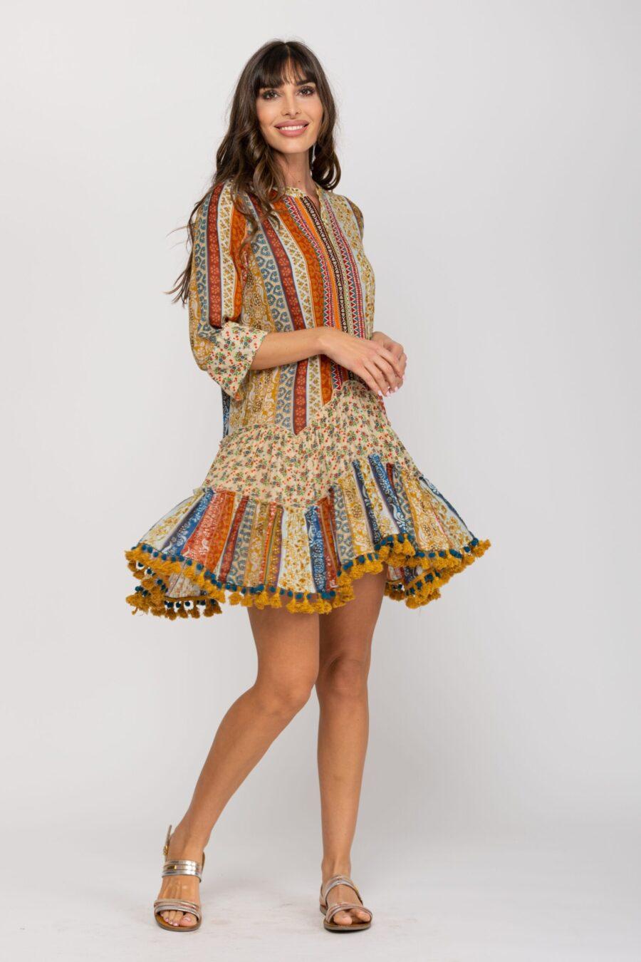 peace&love by calao VESTIDO DE ESTAMPADO PATCHWORK Precio de fábrica