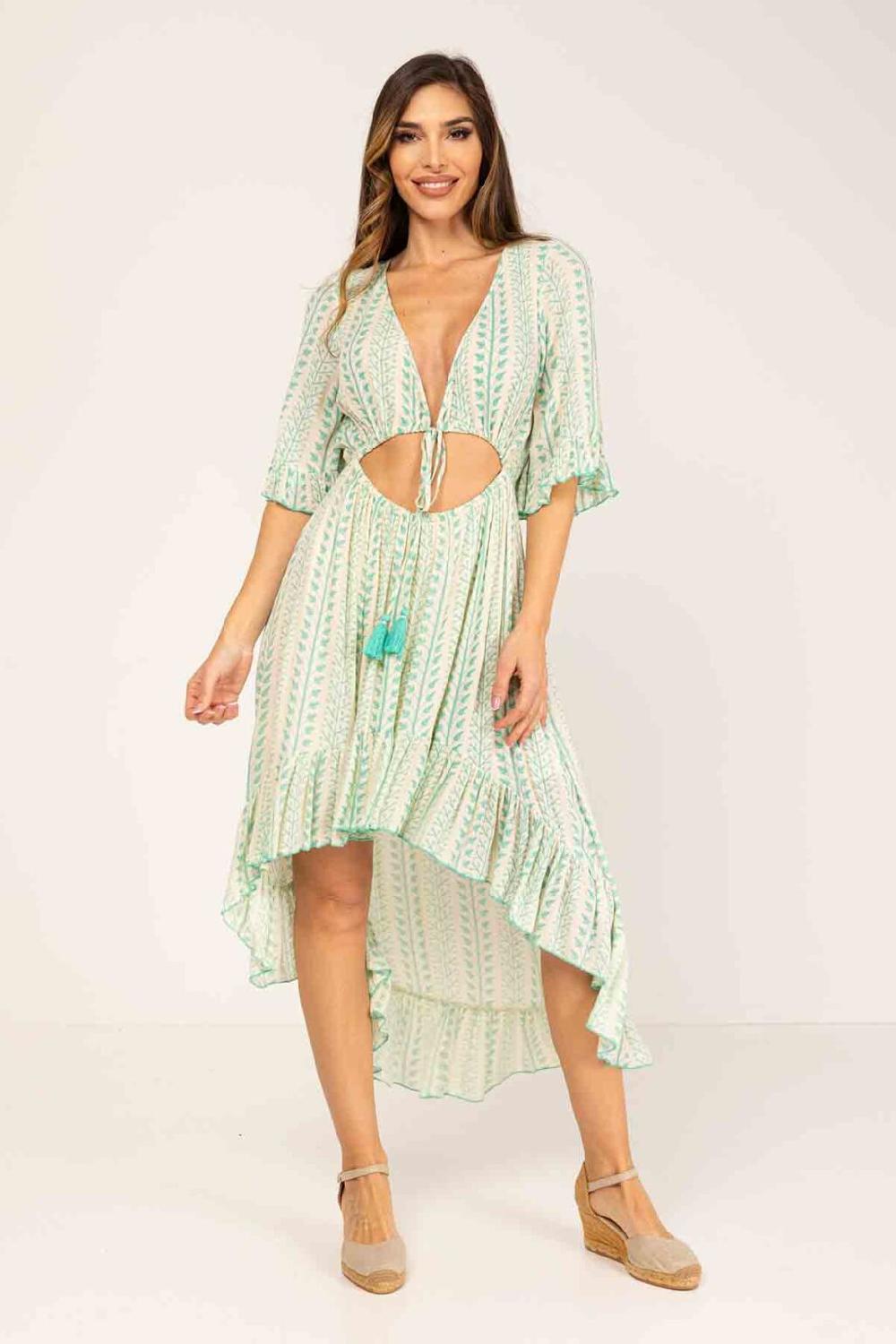 peace&love by calao VESTIDO ESTAMPADO MEDIA PIERNA CUELLO EN V En oferta