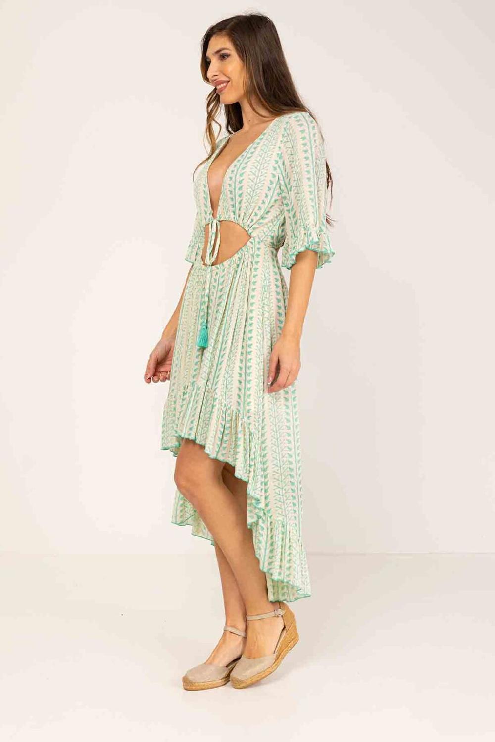 peace&love by calao VESTIDO ESTAMPADO MEDIA PIERNA CUELLO EN V En oferta