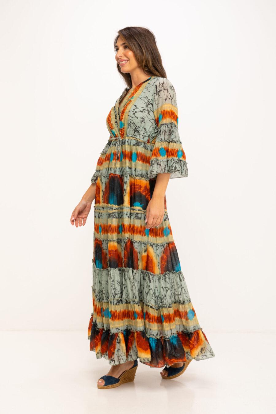 peace&love by calao VESTIDO TYE DYE LARGO CON CUELLO MAO Ofertas de temporada