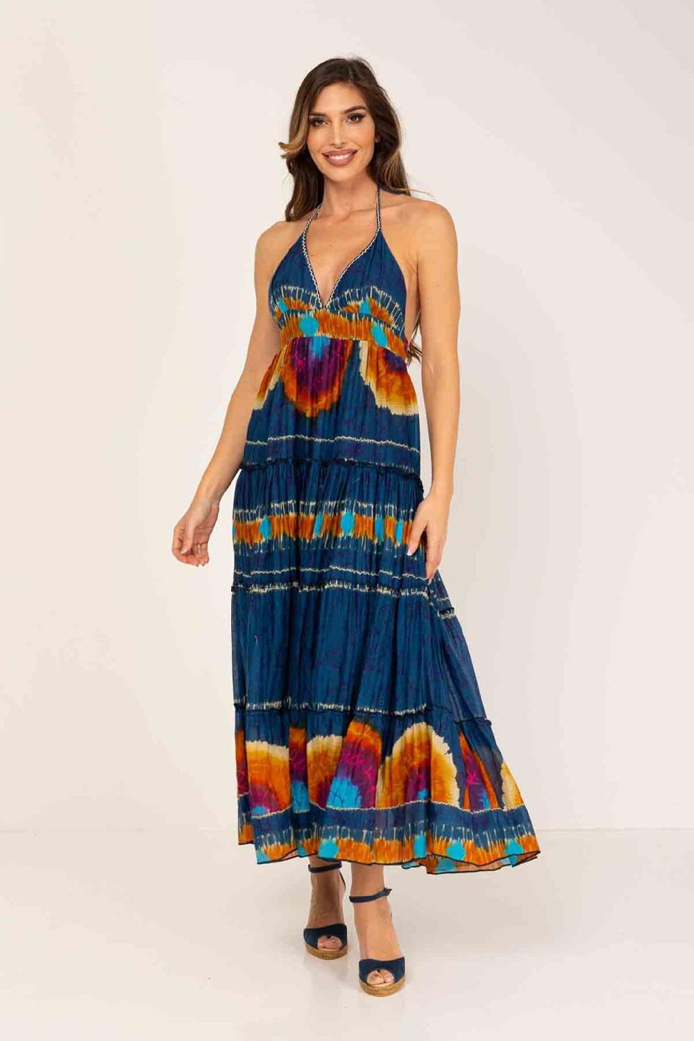 peace&love by calao VESTIDO LARGO TYE DYE ESCOTE EN V Ofertas especiales
