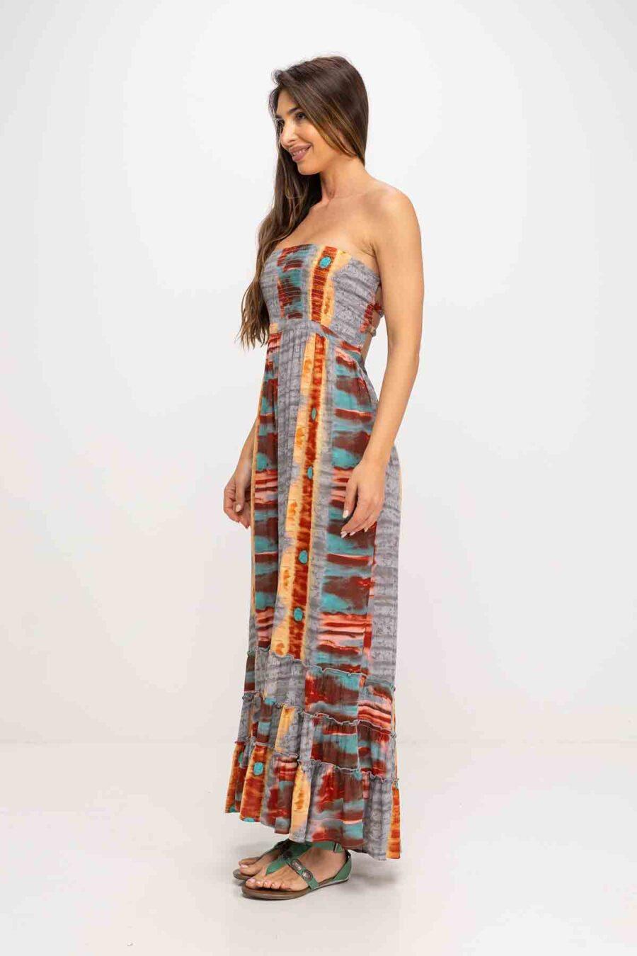 peace&love by calao VESTIDO ESTAMPADO ESCOTE PALABRA DE HONOR Precio ultrabajo