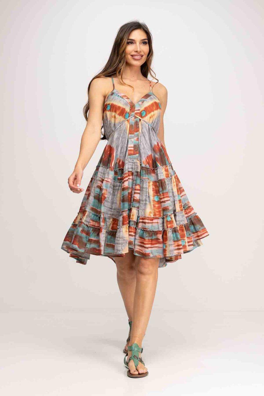 peace&love by calao VESTIDO CORTADO AL BIES LARGO TIE DYE Outlet online