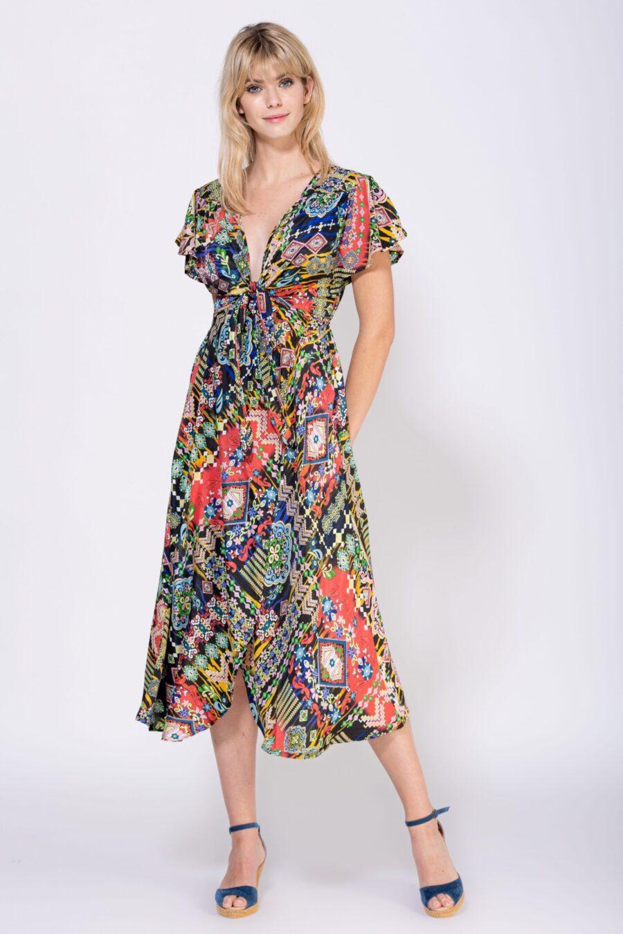 peace&love by calao VESTIDO LARGO CRUZADO ESTAMPADO Rebajas online