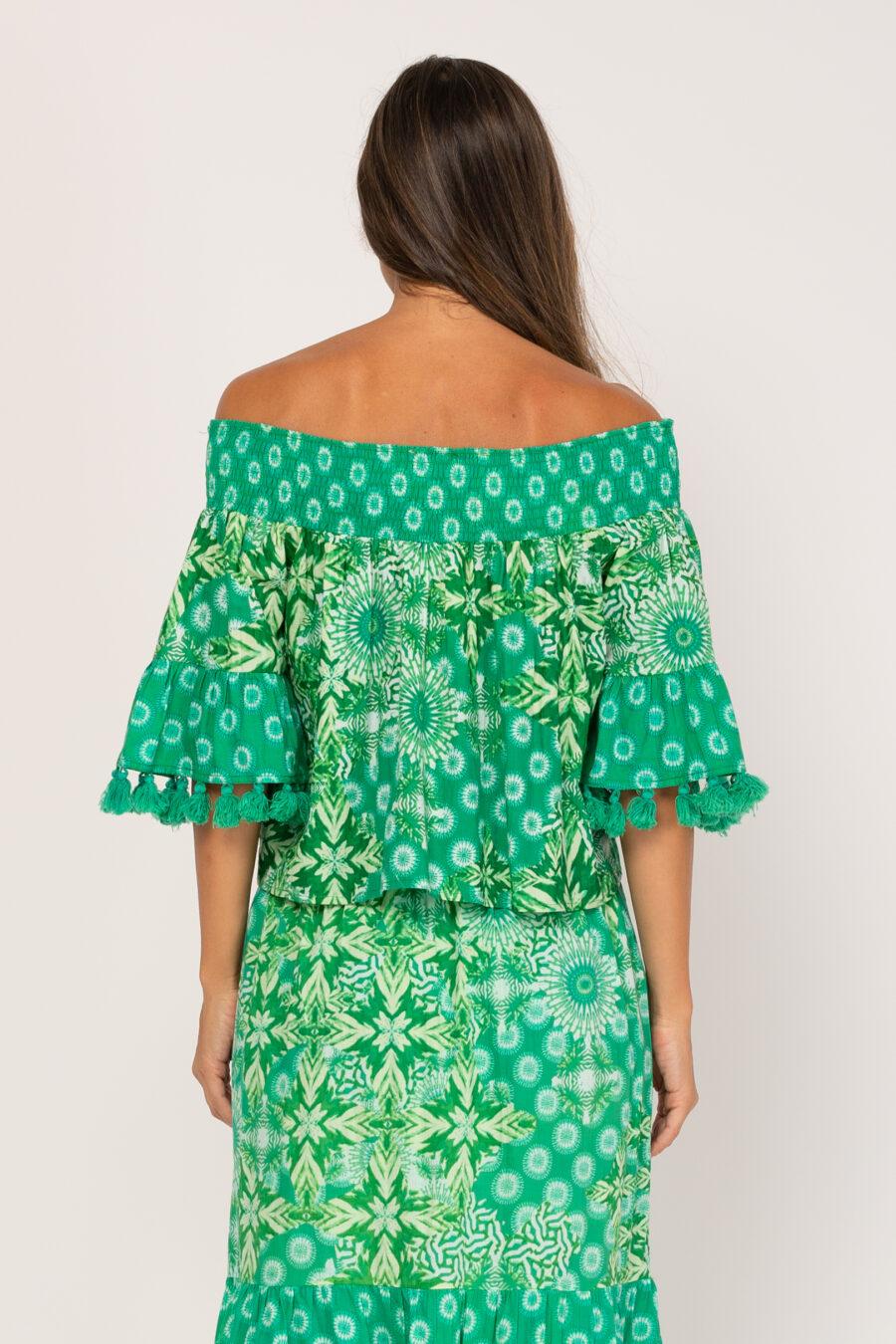 peace&love by calao BLUSA CORTA CON CUELLO DE GOMAS Rebajas