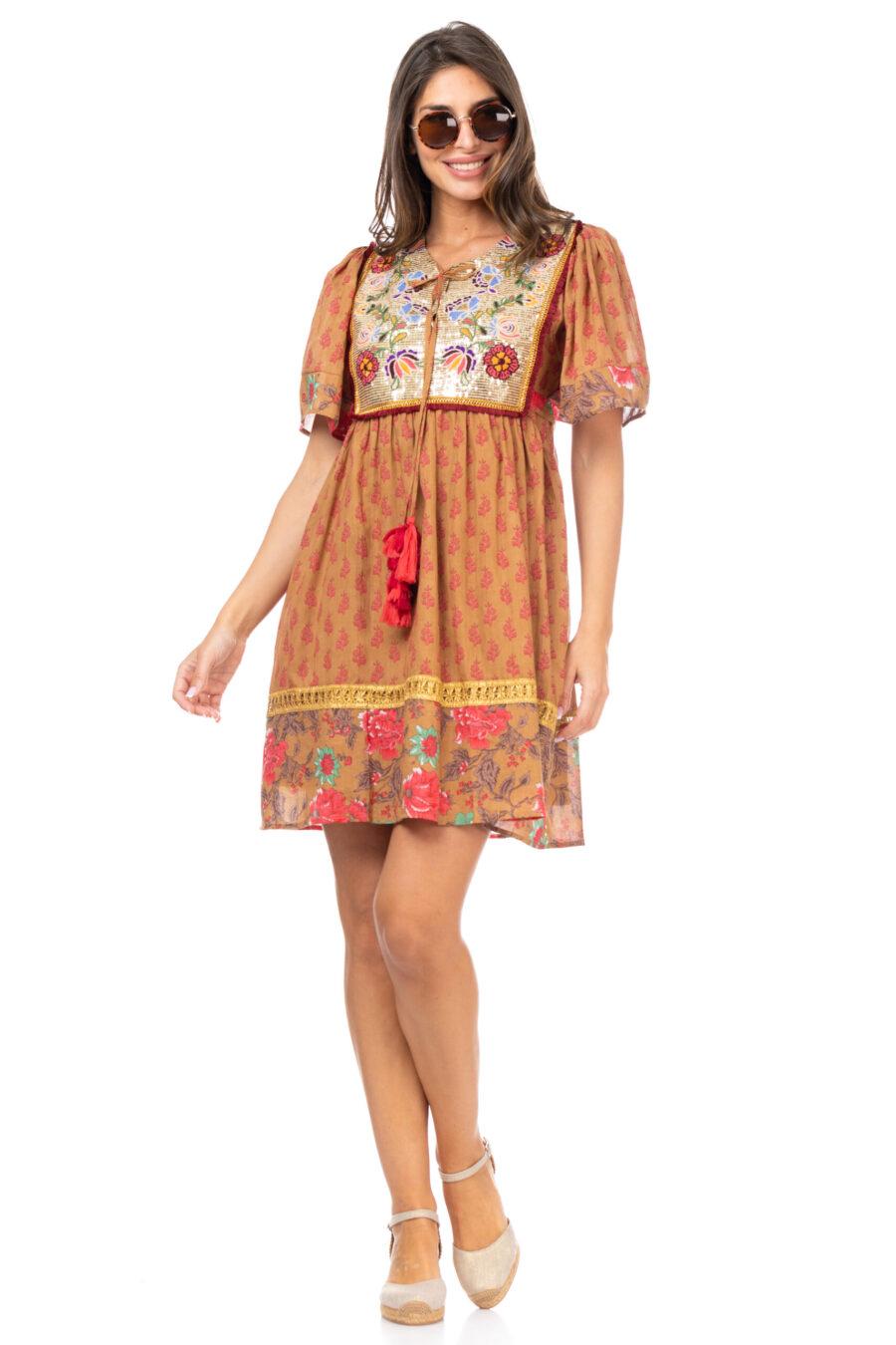 peace&love by calao VESTIDO ESTAMPADO CON BORDADO En oferta