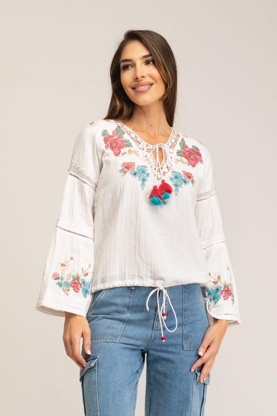 peace&love by calao BLUSA LISA BORDADA PR3092B Tienda de fábrica