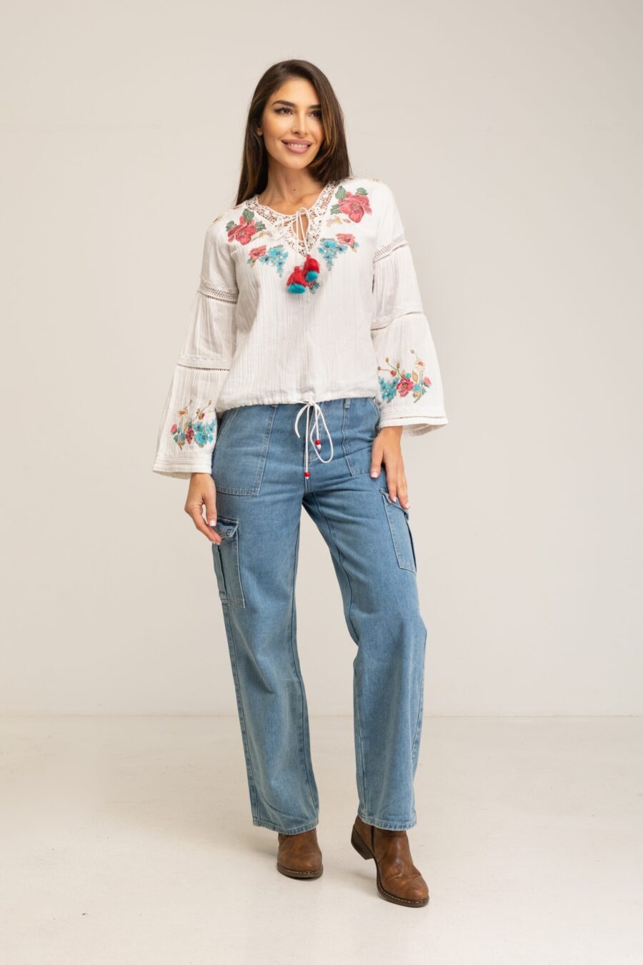 peace&love by calao BLUSA LISA BORDADA PR3092B Tienda de fábrica