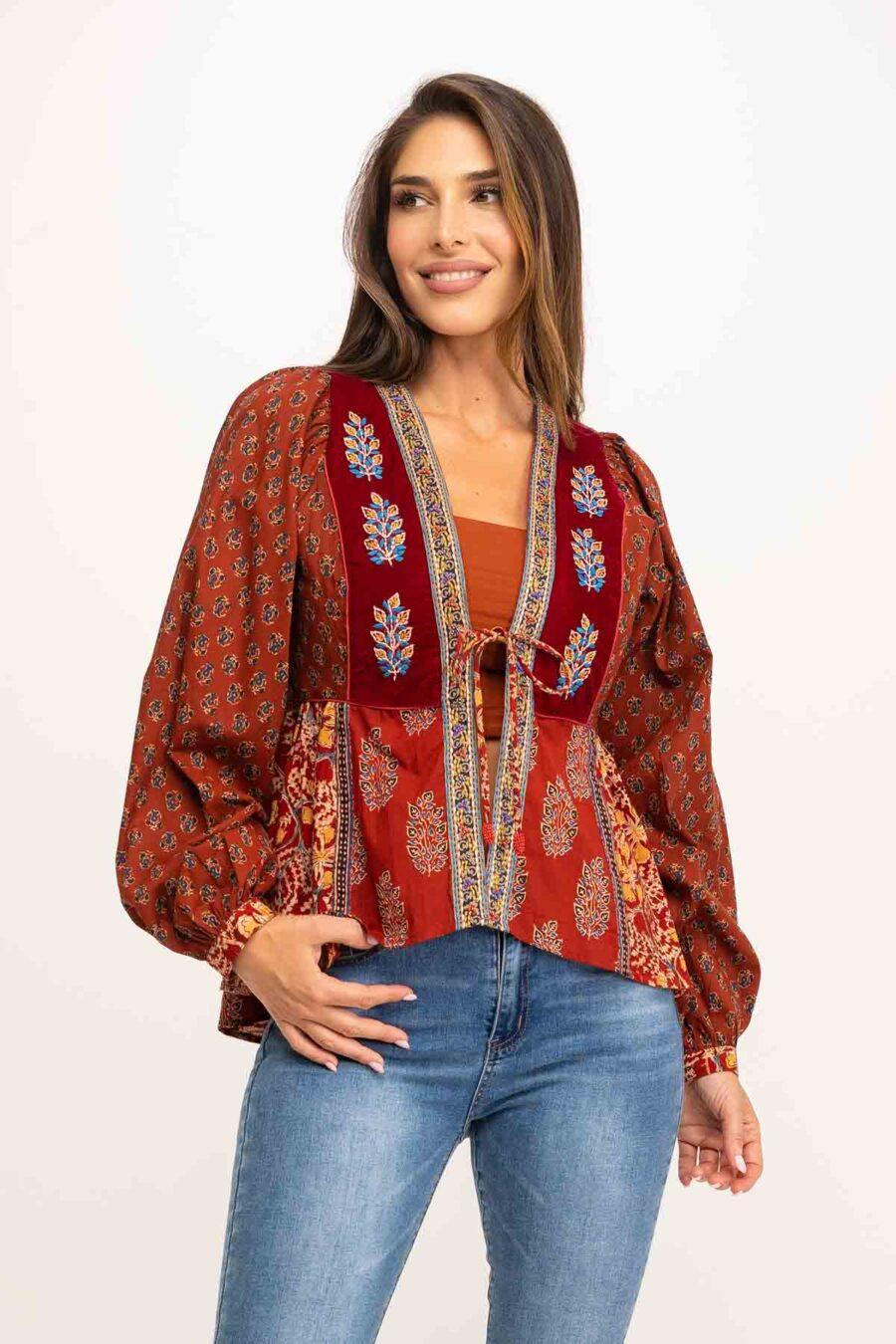 peace&love by calao BLUSA ALGODÓN Y TERCIOPELO IC1023B Ahorra y exporta