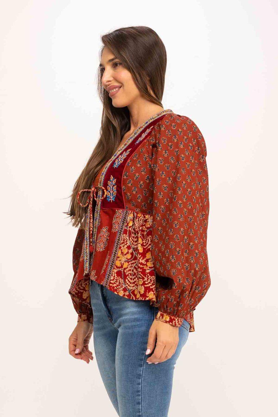 peace&love by calao BLUSA ALGODÓN Y TERCIOPELO IC1023B Ahorra y exporta
