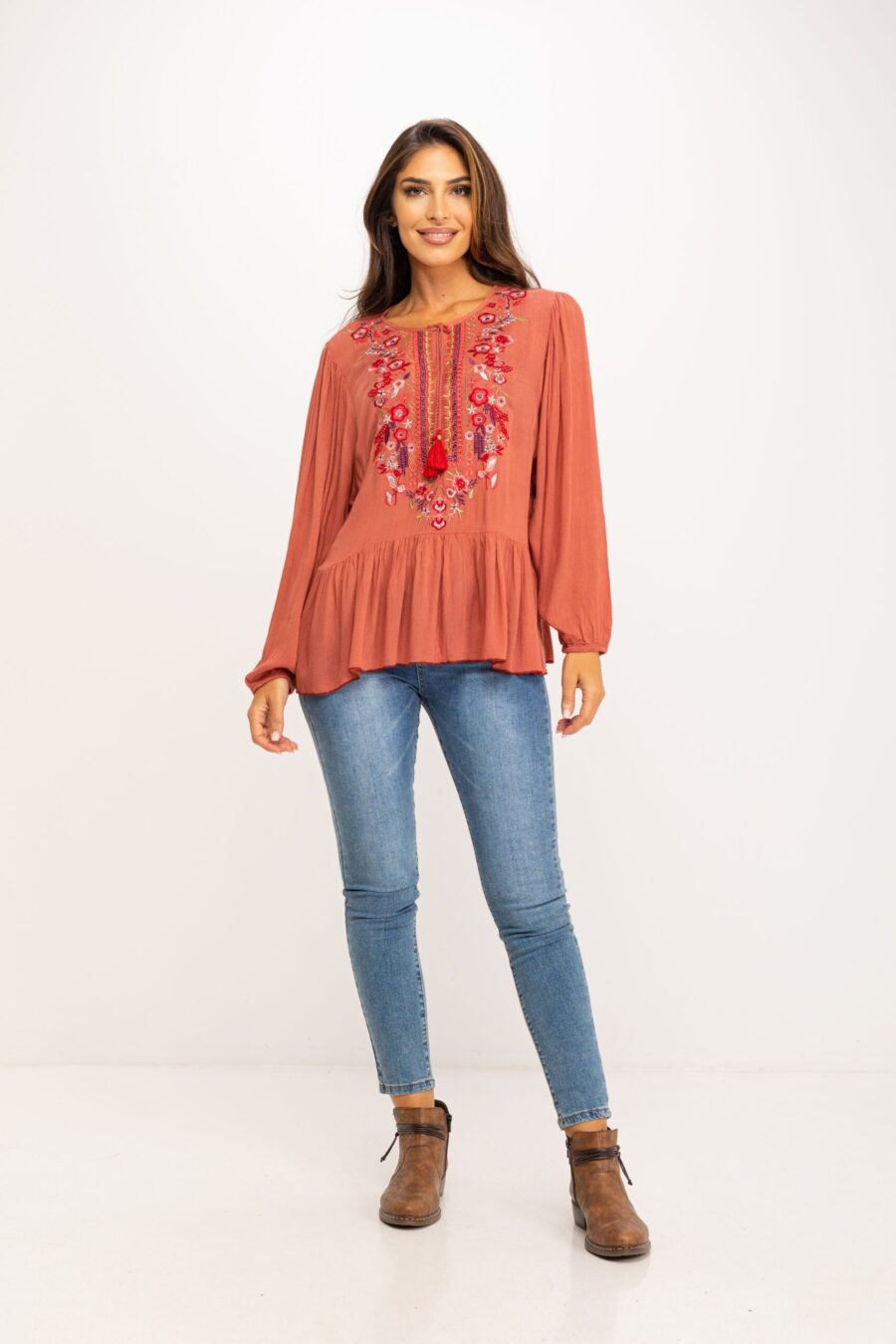 peace&love by calao BLUSON ANCHO BORDADO IC1070B Ofertas especiales