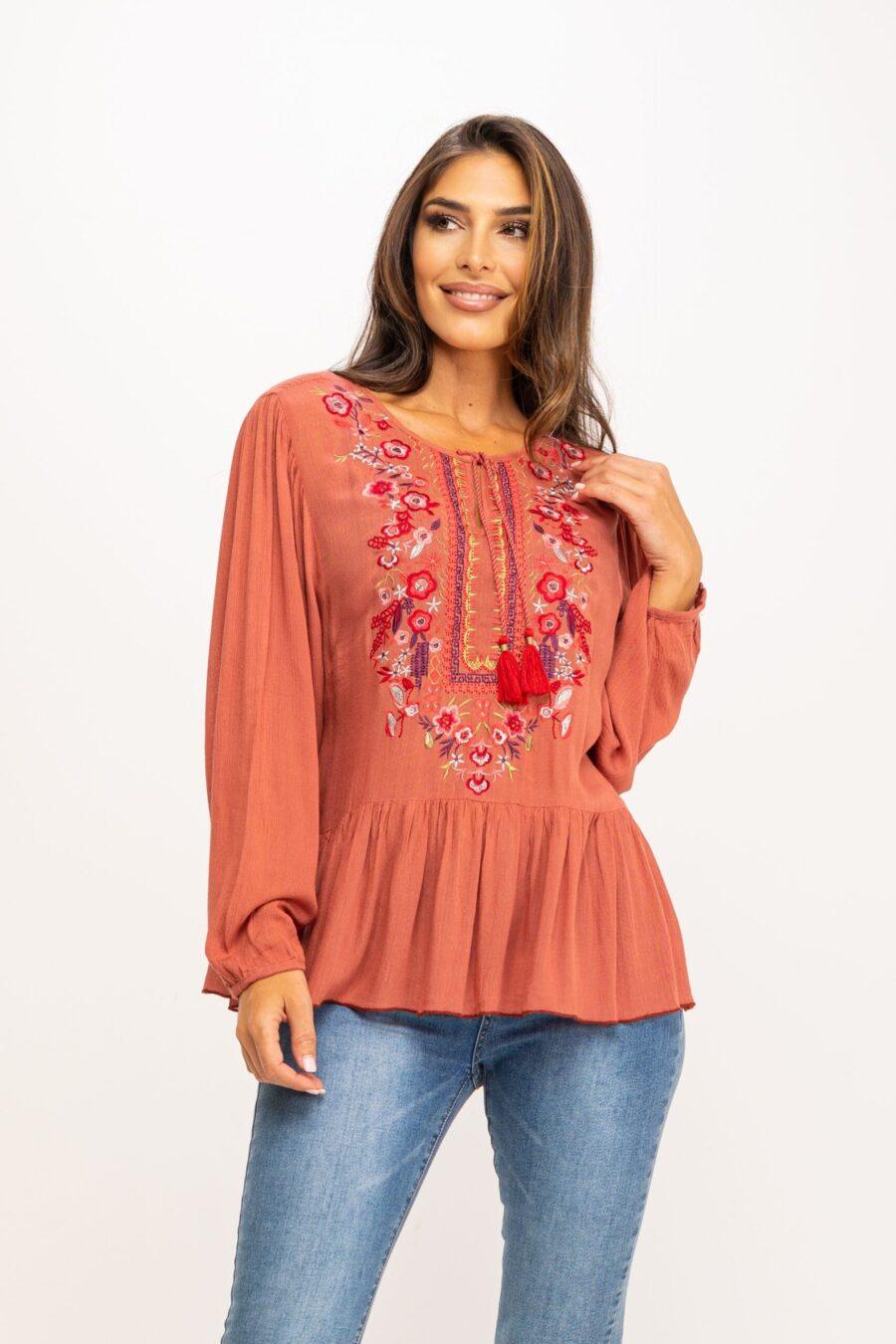 peace&love by calao BLUSON ANCHO BORDADO IC1070B Ofertas especiales