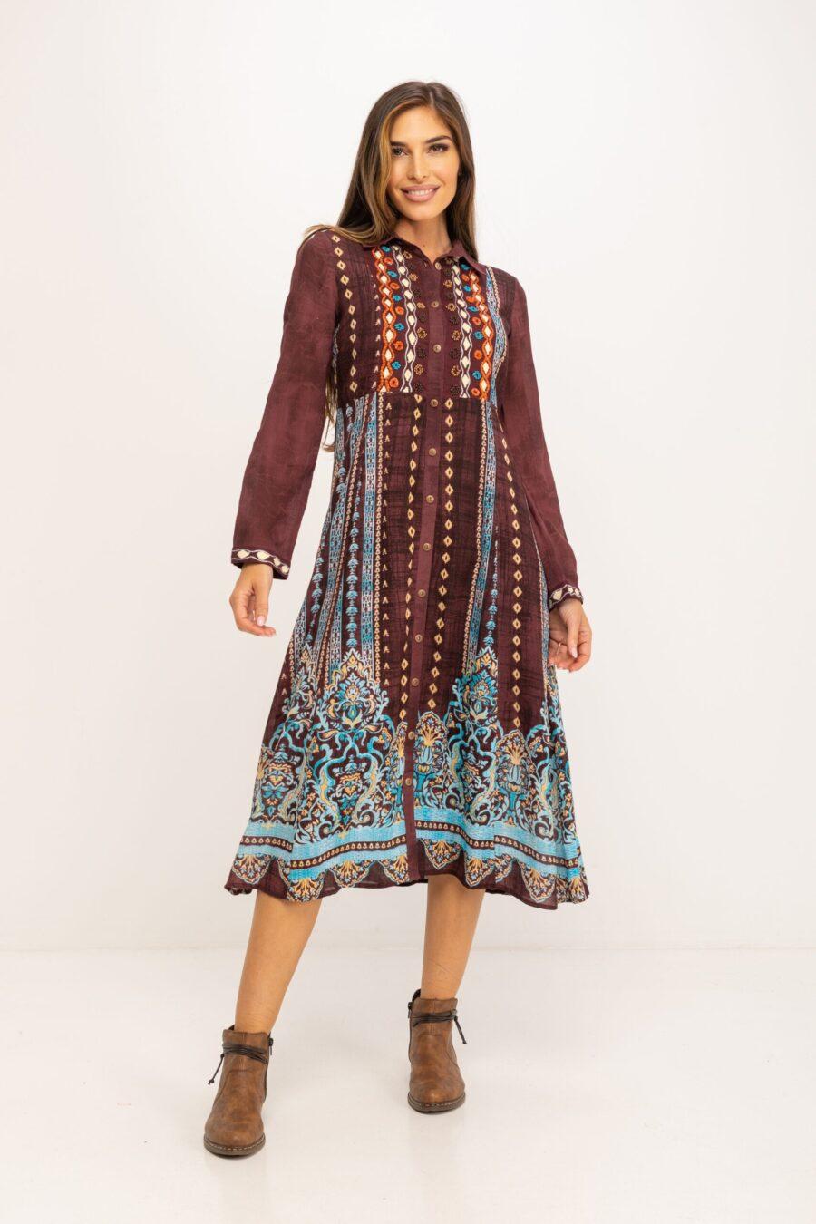 peace&love by calao VESTIDO ESTAMPADO ABOTONADO PR3077V Oferta especial