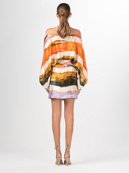 silvia tcherassi Vestido Manon Orange Orchid Abstract Stripes Últimos 3 días