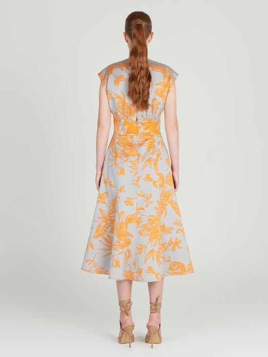 silvia tcherassi Toledo Dress Apricot Silver Última moda
