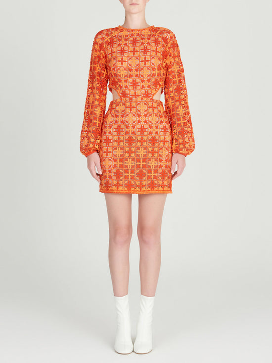 silvia tcherassi Janis Dress Red Orange Crochet Ofertas de temporada