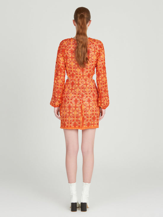 silvia tcherassi Janis Dress Red Orange Crochet Ofertas de temporada