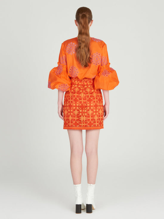 silvia tcherassi Idalia Skirt Red Orange Crochet Ofertas especiales