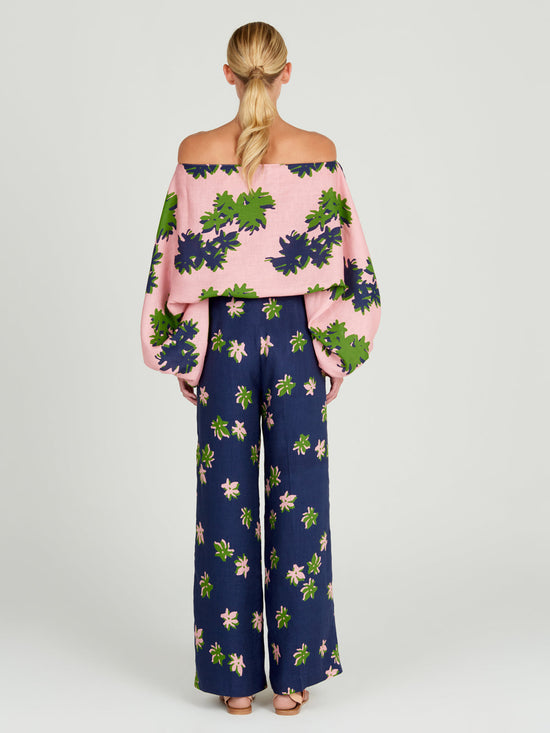 silvia tcherassi Bellagio Blouse Navy Pink Rebajas de fin de temporada