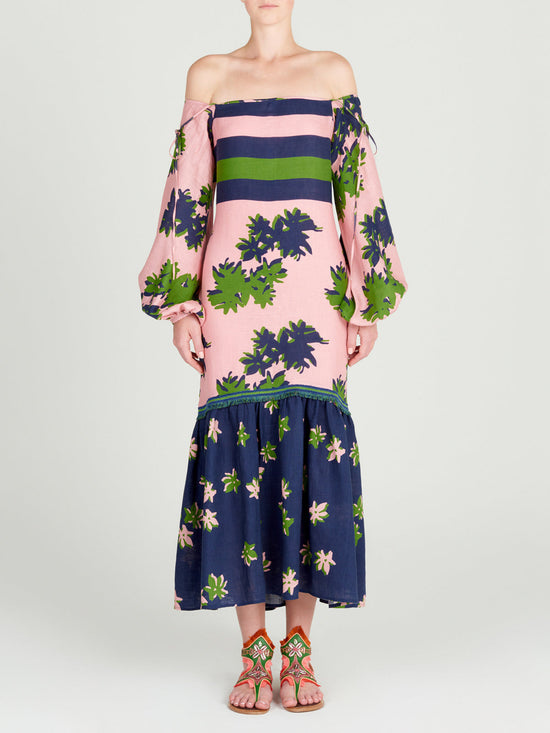 silvia tcherassi Oristano Dress Navy Pink Precio ultrabajo