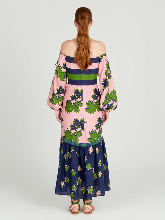 silvia tcherassi Oristano Dress Navy Pink Precio ultrabajo