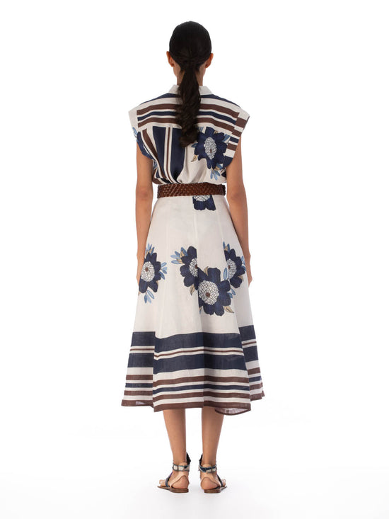 silvia tcherassi Falda Erin Multi Navy Brown Floral En oferta