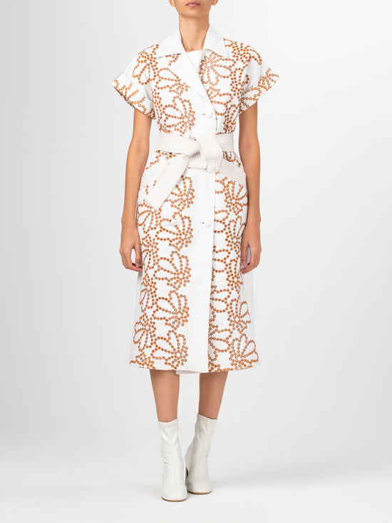 silvia tcherassi Vestido Concetta White Cacao Eyelet Liquidación