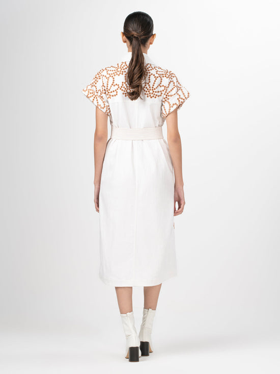 silvia tcherassi Vestido Concetta White Cacao Eyelet Liquidación