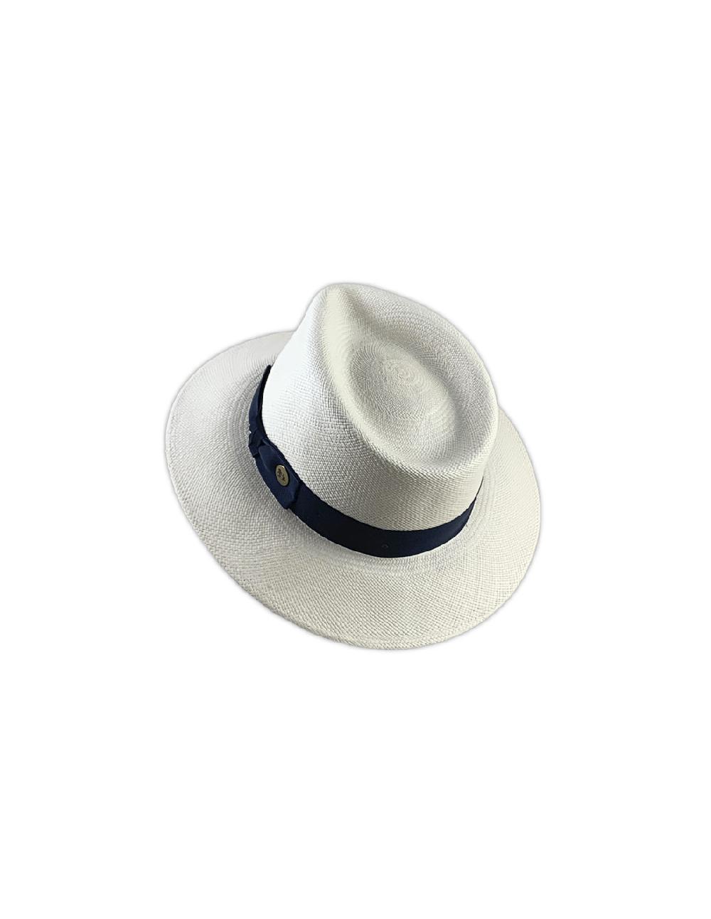 sombreros albero Sombrero Panama Fontaine Blanco Cinta Navy Última moda