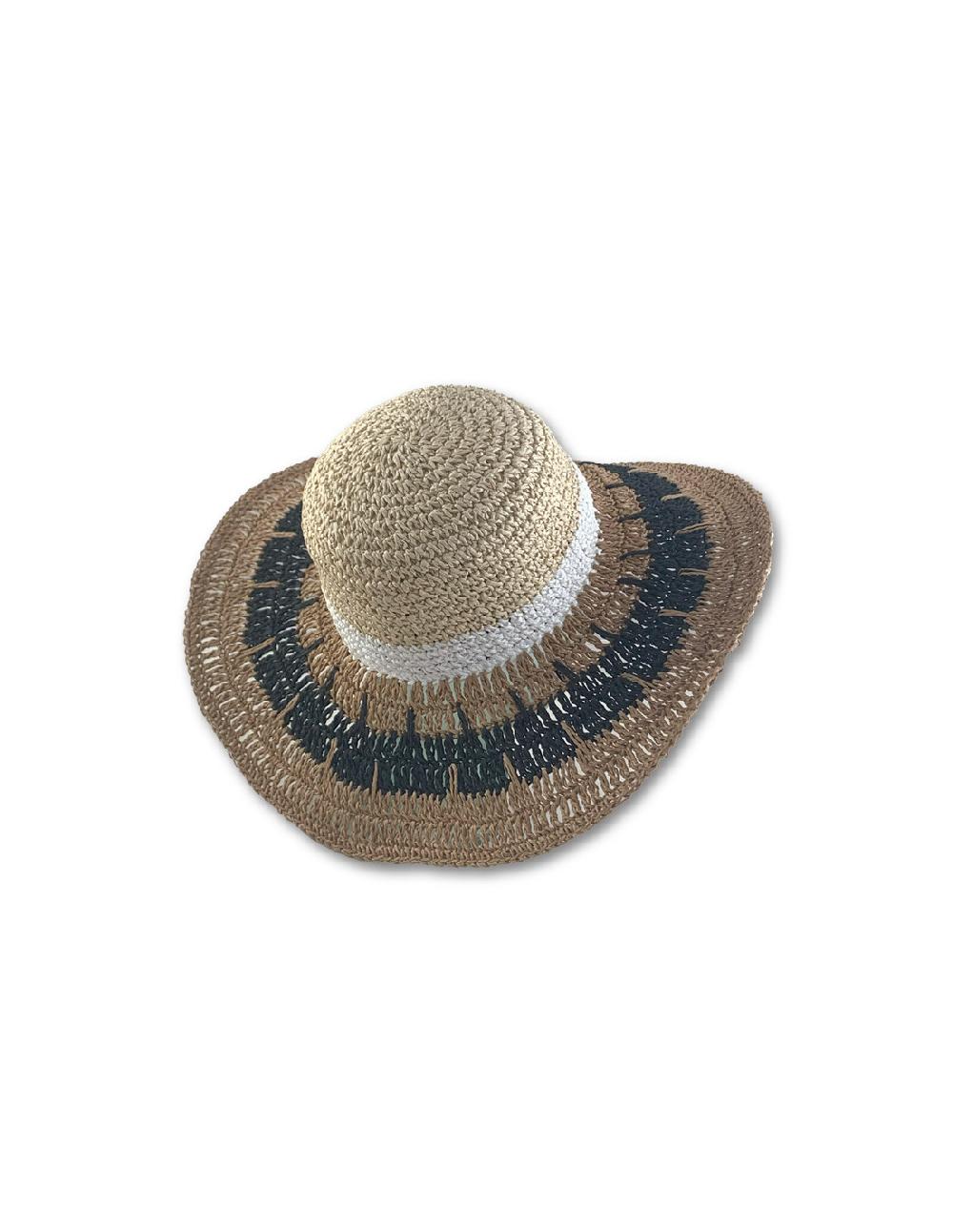 sombreros albero Sombrero Paper Crochet Floppy Multicolor Negro y Lino de Seeberger Solo queda un día