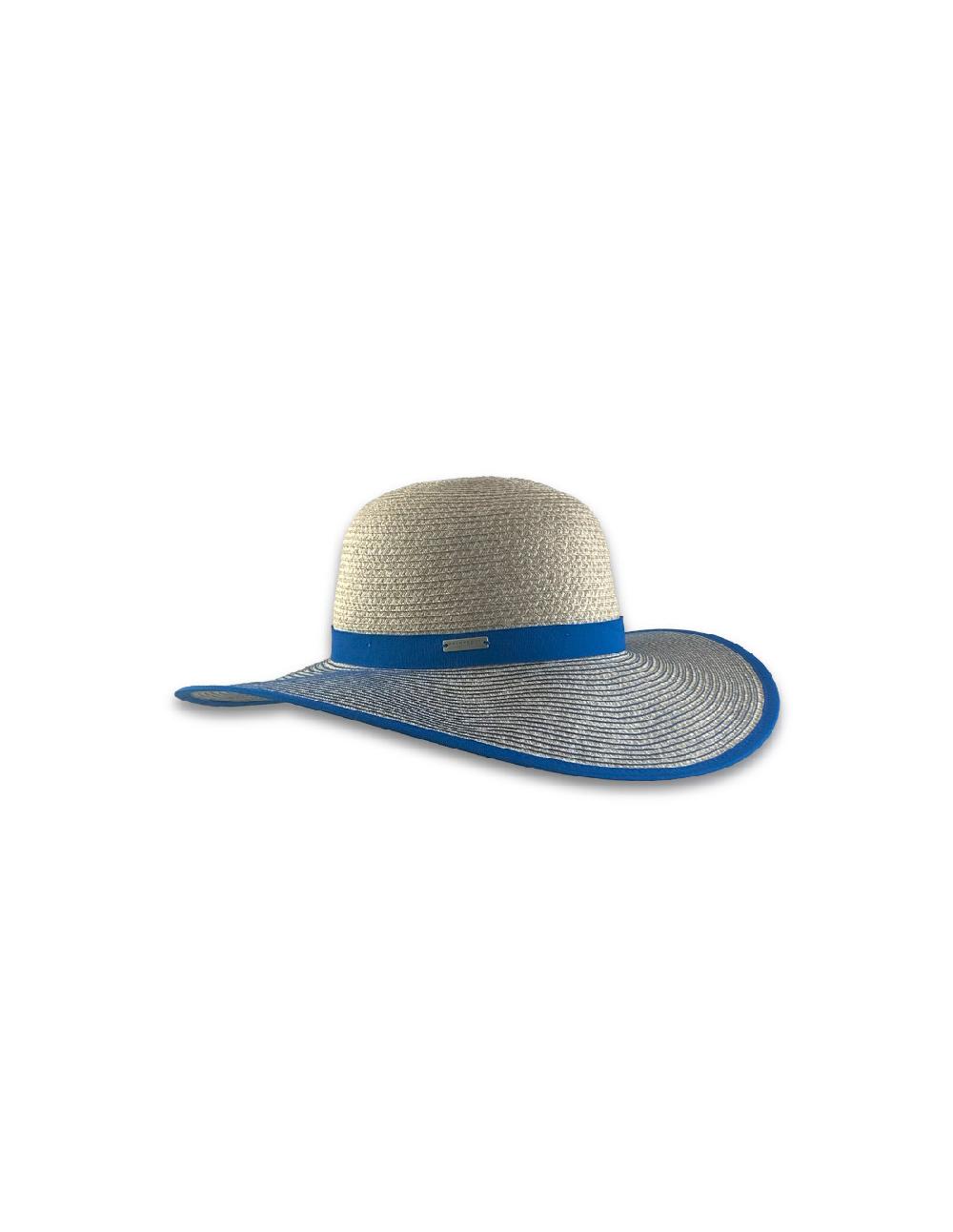 sombreros albero Sombrero Paper Braid Cloche Contrast Azul y Lino de Seeberger