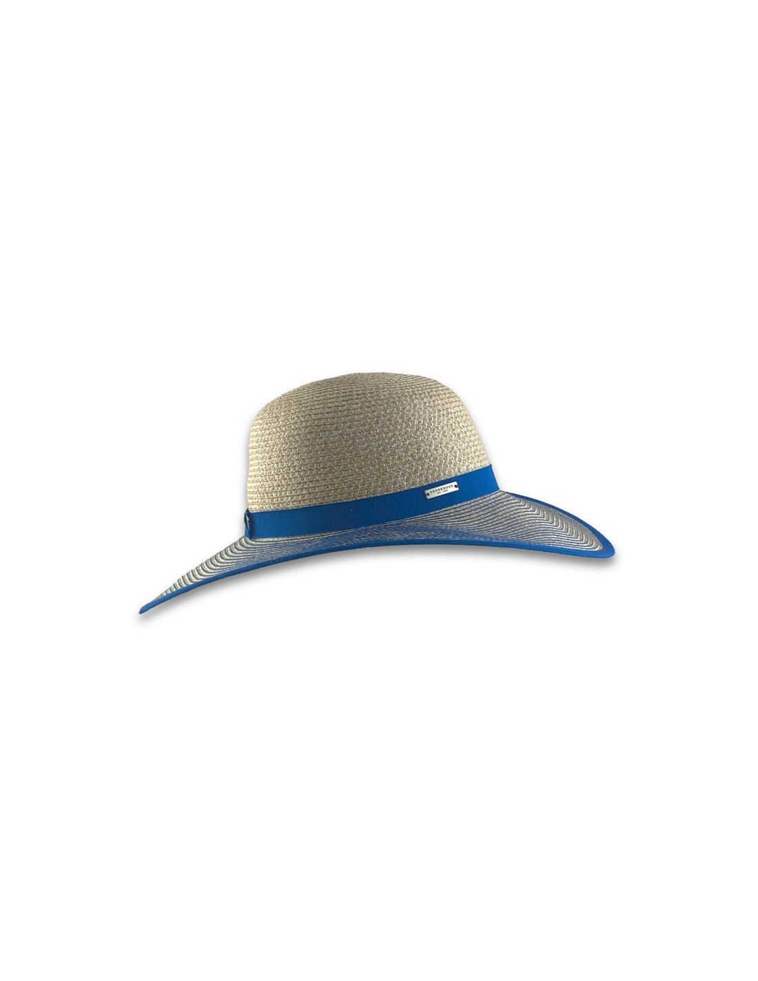 sombreros albero Sombrero Paper Braid Cloche Contrast Azul y Lino de Seeberger Grandes descuentos