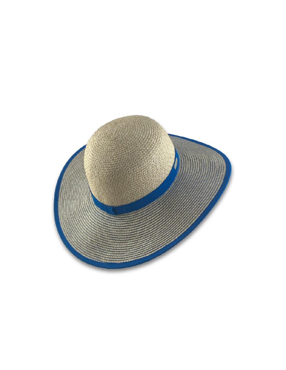 sombreros albero Sombrero Paper Braid Cloche Contrast Azul y Lino de Seeberger Grandes descuentos