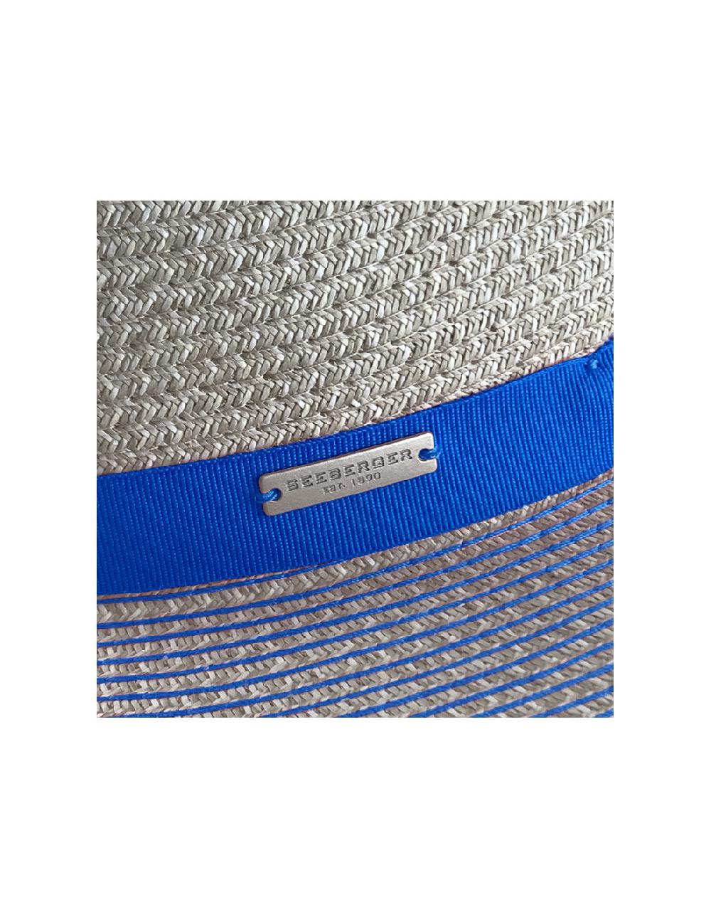 sombreros albero Sombrero Paper Braid Cloche Contrast Azul y Lino de Seeberger Grandes descuentos