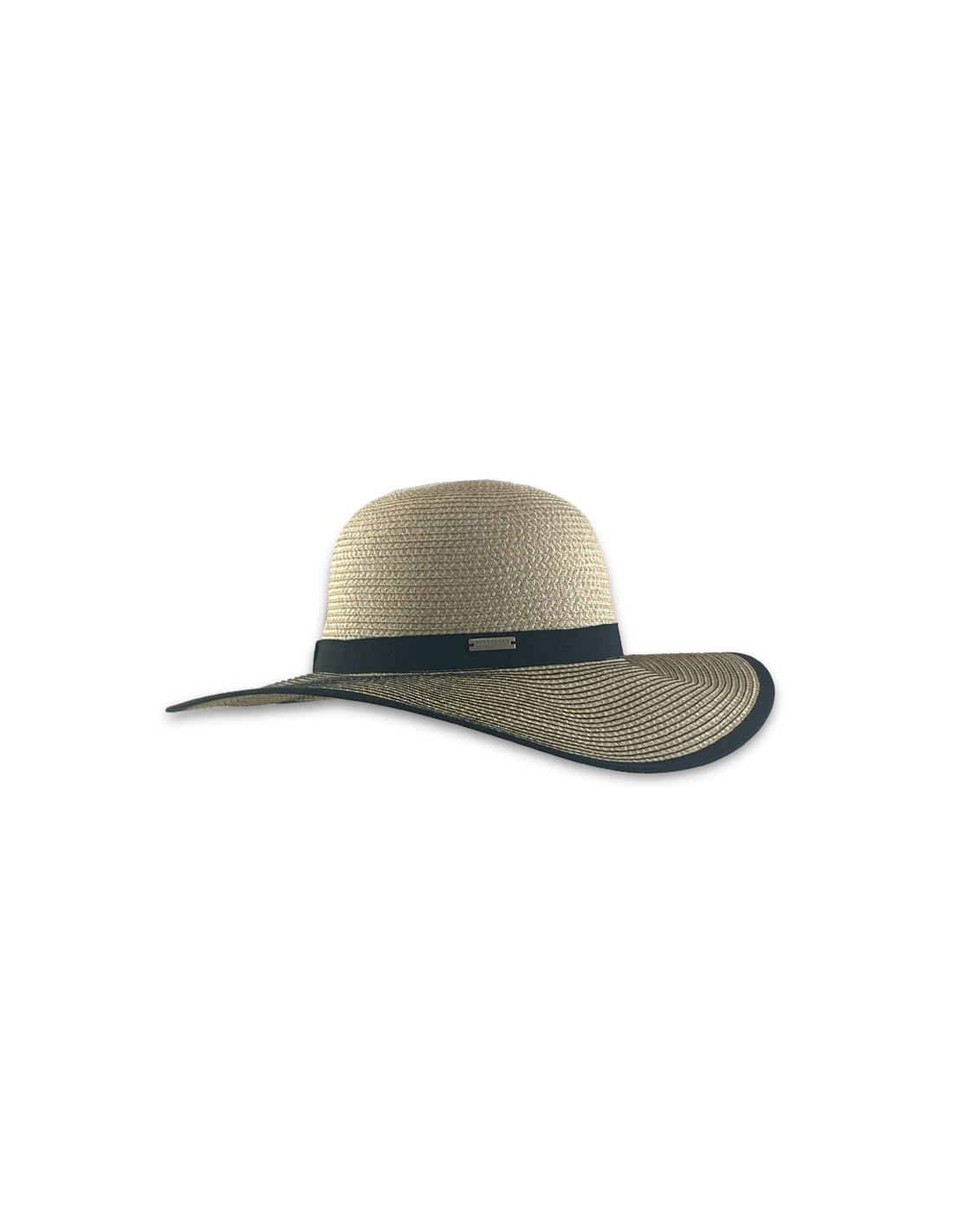 sombreros albero Sombrero Paper Braid Cloche Contrast Negro y Lino de Seeberger Envío internacional gratuito